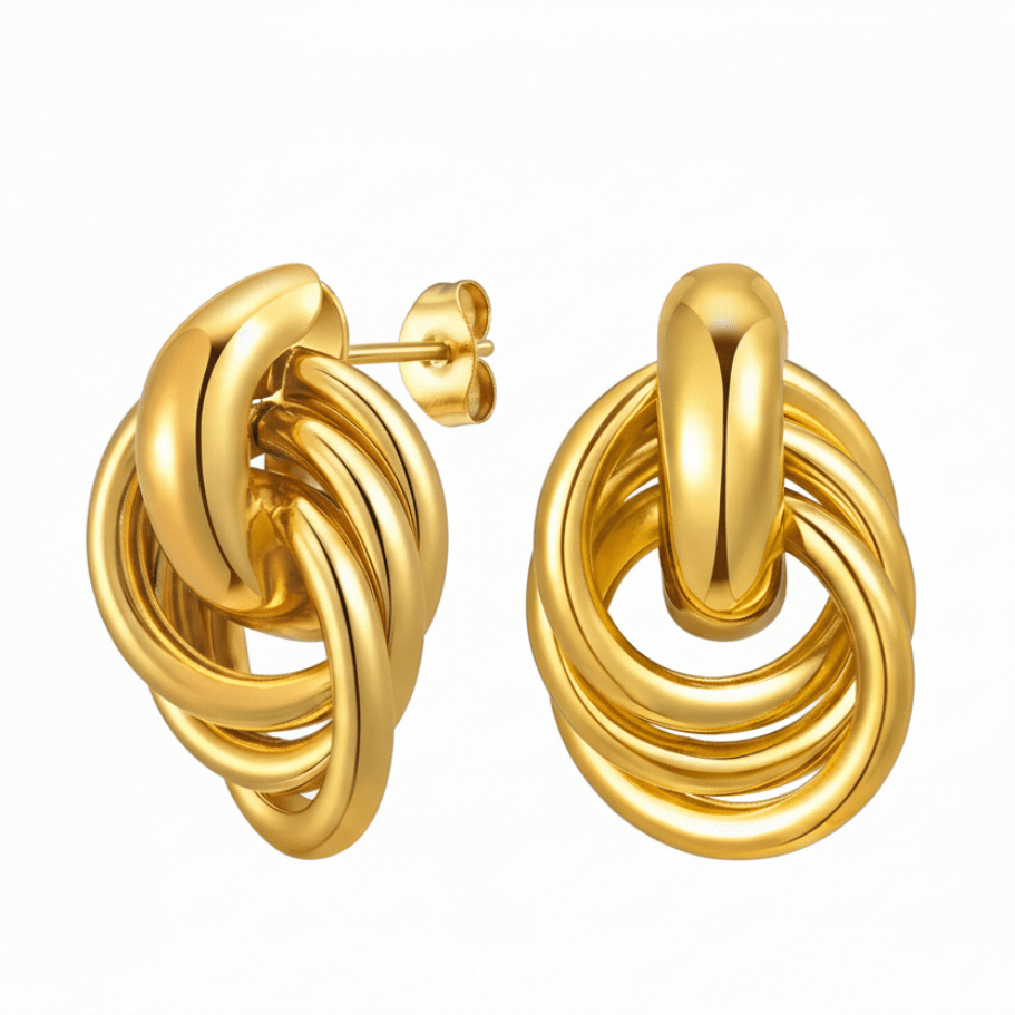 Boucles d’oreilles torsadées dorées - OMNIVIAFLOW.FR