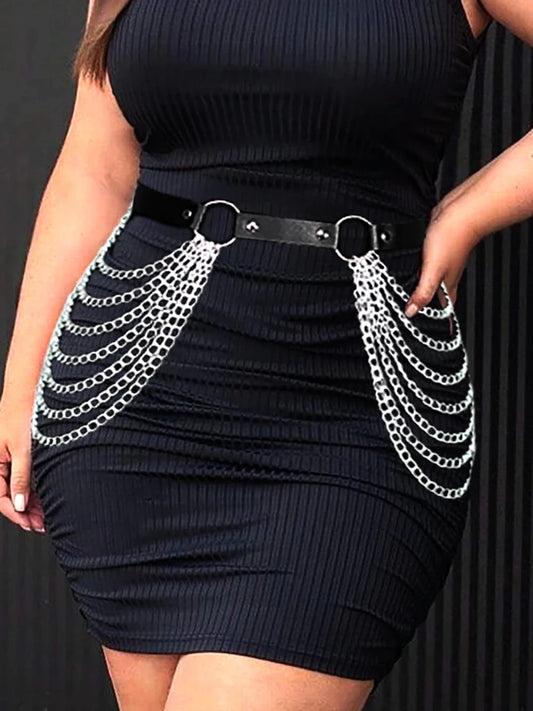 Ceinture harnais effet cuir avec chaîne – style gothique moderne - OMNIVIAFLOW.FR